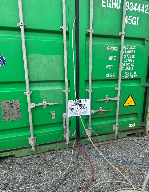 Container fumigation lines