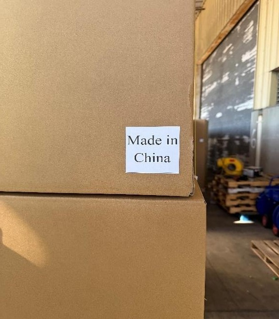 Made in China label on carton