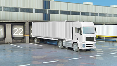 Container truck at a warehouse for customs compliance service